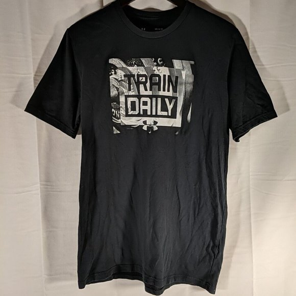 Under Armour Train Daily T-shirt Short Sleeve Top Men's Medium Black Graphic - Picture 8 of 10